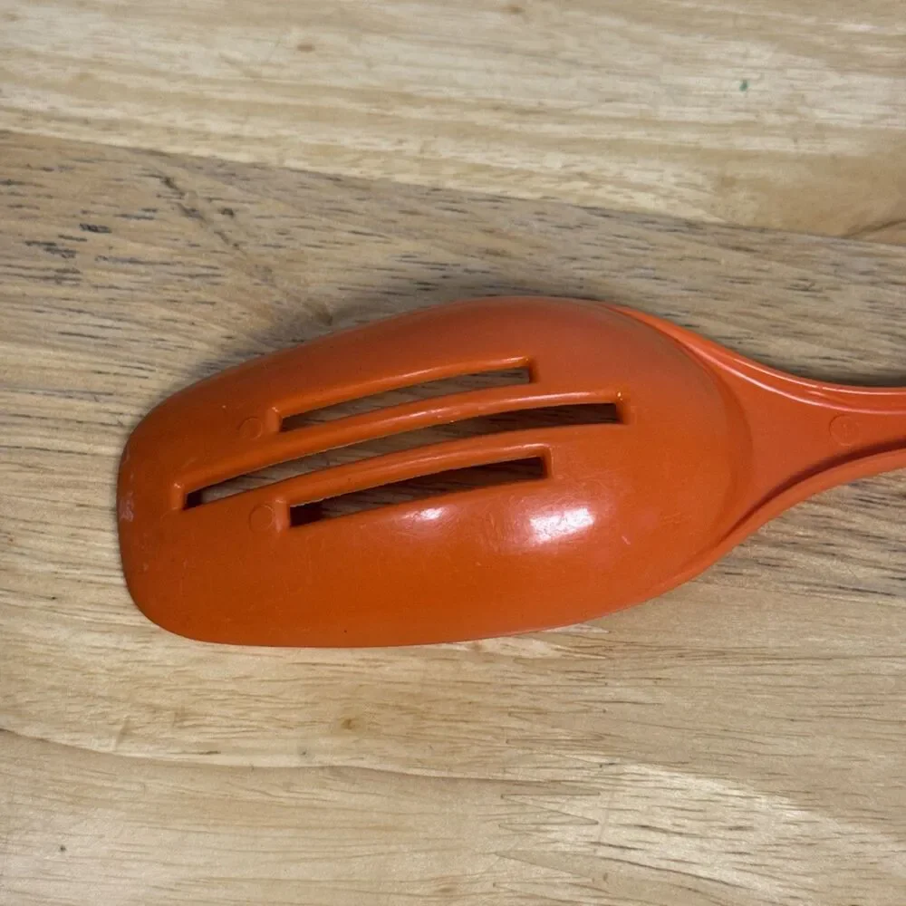 Vintage Nylon Slotted Spoon Heat Resistant Bright Orange Foley 11”